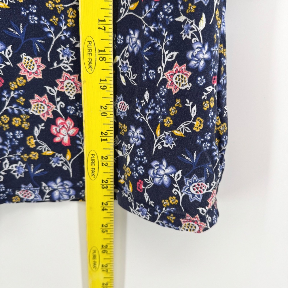 Lauren Ralph Lauren Womens Medium Navy Blue Floral Knit Short Sleeve Top - Picture 5 of 6